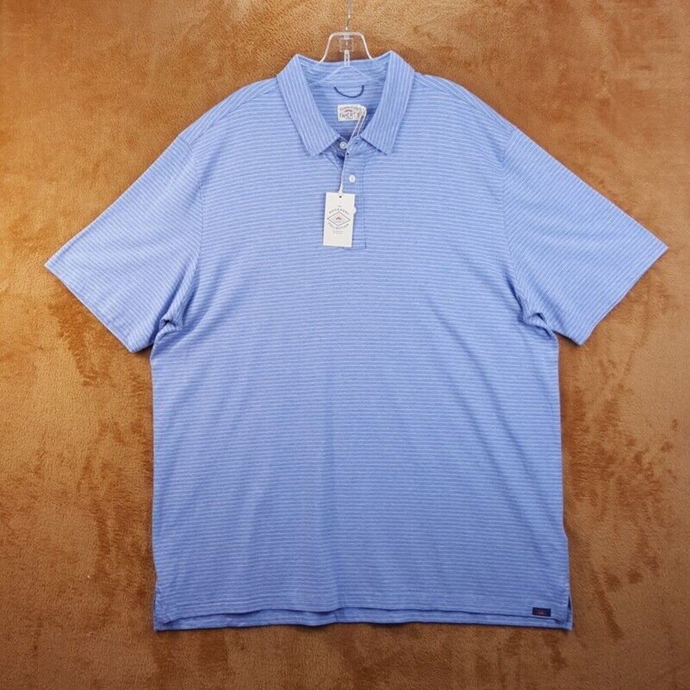 FAHERTY Mens Shirt XXL Blue Stripe MOVEMENT POLO Ocean Orchid Stripe $118